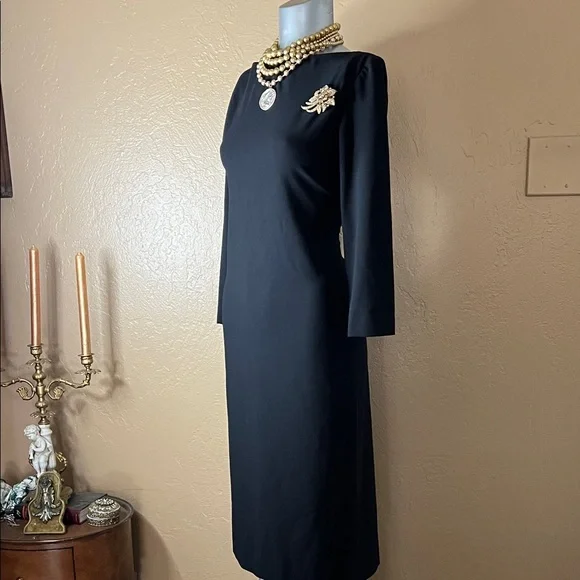 Ralph Lauren BLACK LABEL Luxury Black Dress 2 Wool Blend. - Picture 2 of 6
